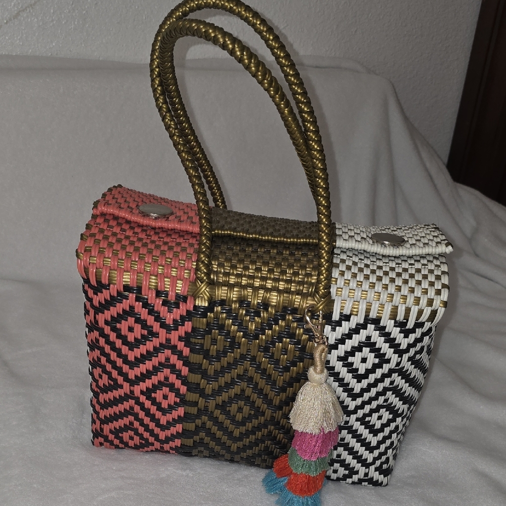Multicolor Woven Tote Bag